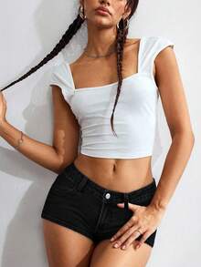 Jeanoix Short en jean sexy grande taille pour femmes