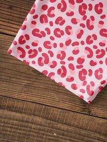 THE POWERPUFF GIRLS X SHEIN Tween Girls' Casual Fashionable Street Style Leopard Print Bow Cartoon Graphic Loose Fit T-Shirt And Shorts Set, Summer - White - View 4