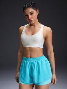 Powerista Áo ngực thể thao nữ đơn sắc tối giản hàng ngày (Họa tiết ngẫu nhiên) - Vàng nhạt - Xem 4