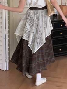 DAZY Teen Girls Plaid Minimalist Casual Skirt