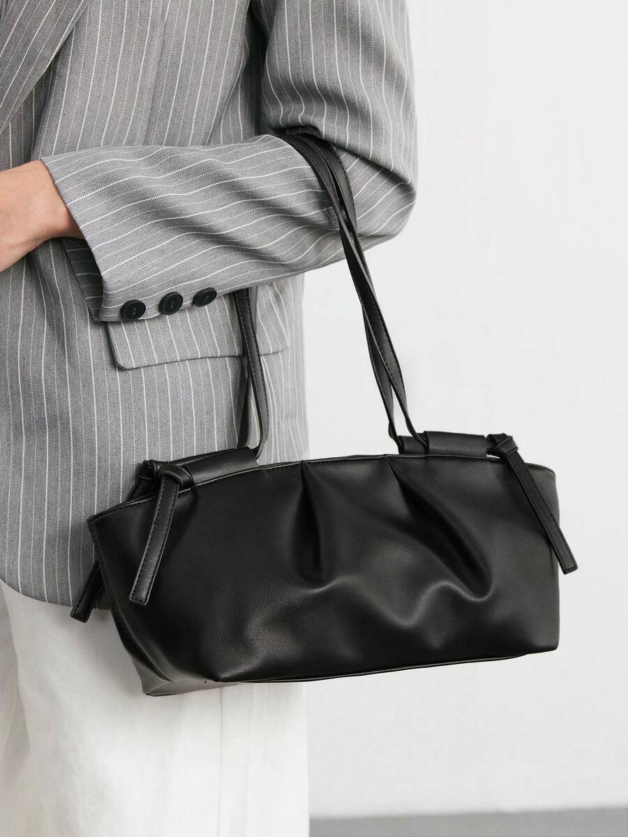 SHECARRY Geantă de umăr din PU cu design la modă, cu design de nor, geantă de mână de înaltă calitate pentru navetiști, geantă nouă plisată pentru femei