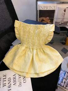 Resyla Women's Plaid Ruffle Hem Bandeau Top - Yellow - View 2