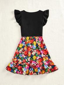 SHEIN Clasi Women Round Neck Floral Printed Color Block Spring Dress,Summer Dresses For Women - Multicolor - View 8