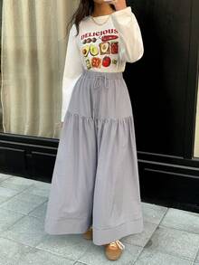 Veilorie Women's Plaid Print Tie-Knot Ruffle Hem Casual A-Line Skirt - Multicolor - View 4