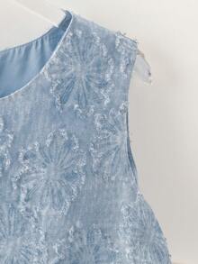 GlowEve Áo không tay kiểu Trung Quốc mới dành cho nữ, chất liệu jacquard, phối màu tương phản. - Màu xanh lam - Xem 4