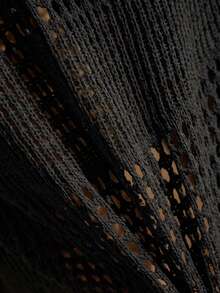 EURMUSE Solid Color Sleeveless Hollow-Out Knit Casual Fashionable Minimalist Cover Up - Hitam - View 7