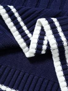 Manfinity Hypemode 男士休闲撞色滚边针织背心 - 寶藍色 - 查看 6