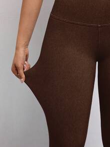 SHEIN Unity Women's High Waist Skinny Casual Versatile Jeans - Coffee Brown - View 3