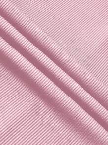 SHEIN LUNE 2pcs/Set Solid Color Square Neck Fitted Long Sleeve Jumpsuit - Pink - View 7