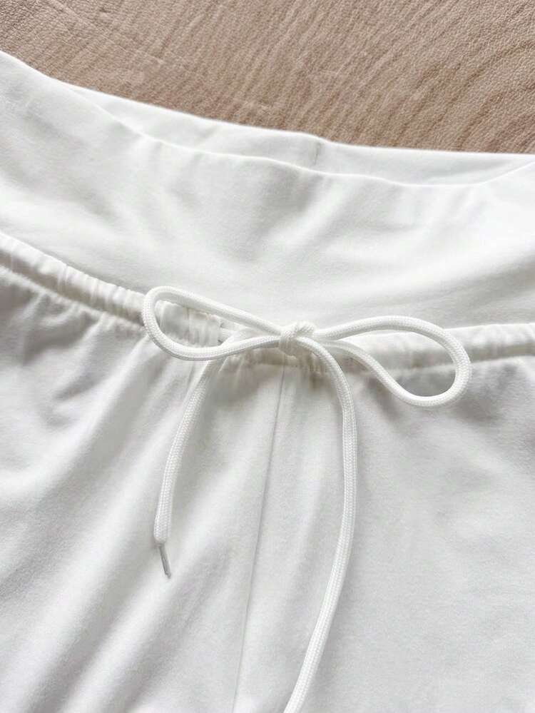 Everyssa 3件套女士休闲弹力腰抽绳运动短裤套装，适合日常和运动穿着 - 彩色 - 查看 5