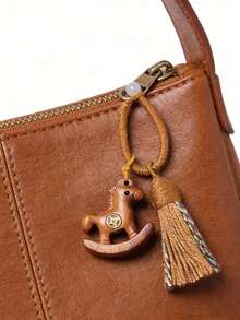 Madebyblanc 1 Pc Wooden Shaking Horse Charmant,Creative Keychain,Bag Charm Hanging Ornament For Luck Safety Blessing,For Home Wall Door Decoration, Anniversary Creative Decoration Hanging Ornaments,Home Decor ,Room Decor,Wall Decor(Rainbow-Colored/Deep Brown/Tan/Light Brown/Light Beige/Chestnut Brown) - Multicolor - View 4