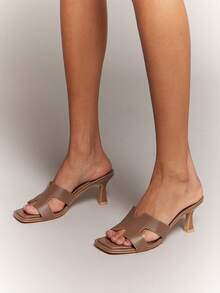 SHUZIA Women's Cut-Out Fashionable Comfortable Slide Heeled Sandals - Olive Green - View 2