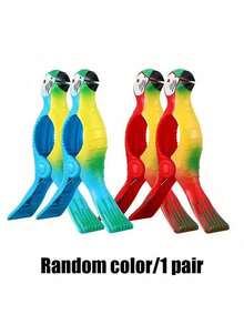 SHEIN 2pcs Beach Towel Clip Summer Portable Chair Holder Large Plastic Clothes Clip Parrot Watermelon Flamingo Ice Cream Pineapple Cactus Coconut Tree Style Clothesline, Graduation Season, Back To School Season Towel Clip - Multicolor - View 21