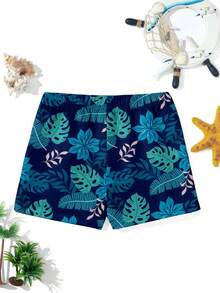 Tween Boys' Casual Loose Fit Printed Beach Shorts, Suitable For Summer, Beach, Outdoor, Swimming, Classic Stylish Palm Tree Graphic Print - Multicolor - View 3