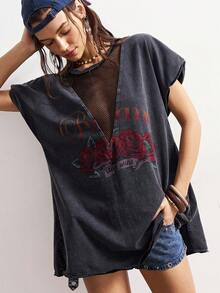 Bohemela Casual Solid Color Knit Round Neck Short Sleeve Loose Washed Women Mini Dress - Black - View 8