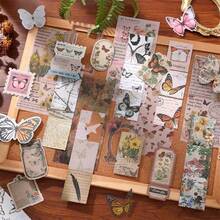 140 piezas Kit de suministros para scrapbooking, kit de scrapbooking estético vintage para diario de balas, papelería, cuaderno de cuadrícula A6, suministros de artesanía para diarios, regalo de artesanía de cumpleaños para amigos - marrón - Ver 2