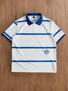 TOKVUE Men's Striped Textured Fabric Casual Polo Shirt - Multicolor - View 1