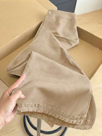 GlowEve Solid Color Casual Loose Straight Leg Pants, Versatile For Daily Wear