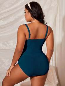 Swim Lushoire Plus Size One-Pieces - Green - View 2