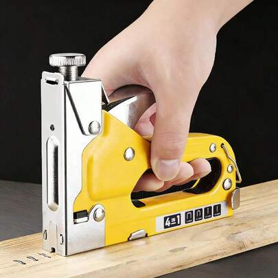 手动订书机套装 - 四合一订书机，适用于木材、织物、家具、屋顶毡 - 订书枪，附赠 1600 枚钉子和 800 枚钉子套装