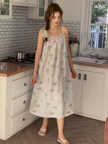 DAZY Teen Girls Comfortable Printed Camisole Nightgown Loungewear Spring Summer - White - View 6