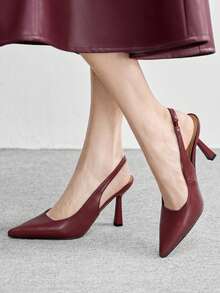 CUCCOO BIZCHIC Pointed Toe Open-Back Pumps High Heels, Casual Spring Shoes Spring Break Easter For Christmas Spring Shoes - Rouge Casaque - View 3