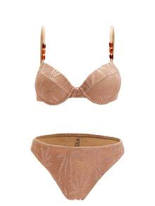 Swim Oasis Bộ đồ bơi maxi thanh lịch màu nâu cà phê dành cho nữ, chất liệu lưới rỗng, đính hạt cườm, kiểu dáng bikini và váy đi biển. - Cà phê nâu - Xem 3