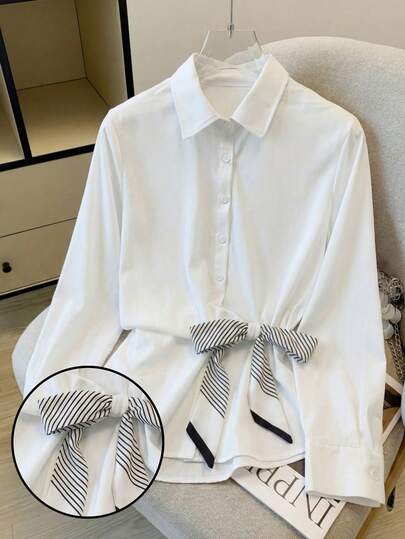 Resyla Damskjorta med åtsittande midja och halsdukskrage