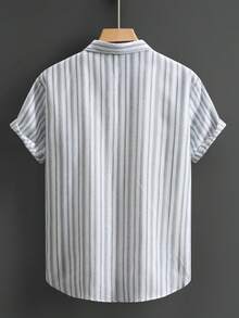 VENTUSAIL Men's Fashionable Casual Striped Short Sleeve Shirt - Multicolor - View 2