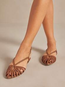 SHUZIA New Women's Tan Sling Back Easy Wear Slip-On Marry Jane Flat Sandal, Round Toe Spring Summer Chic Holiday Shoes Valentine's Day - Maroon - View 4