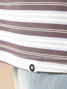 SUMWON Girls Striped Long Sleeve Polo Shirt With NYC Text Print White Collar Button Front Top Casual Vacation - Blue - View 6