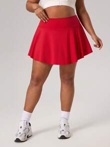 Rhythm Era 大码女士运动短裙，红色，百褶设计，带短裤内衬和口袋，适合日常休闲穿着、跑步、瑜伽、健身、网球、高尔夫等运动。 - 紅色 - 查看 5