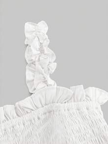 Aveloria Modichic Solid Frill Trim Ruffle Hem Dress Holiday Party Dress  - White - View 4