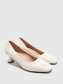 CUCCOO BIZCHIC Women's Elegant Commuting Minimalist Square Toe Pumps Spring Shoes - Beige - View 4