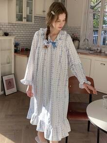 DAZY Bequemer bedruckter Nachthemd-Loungewear für Teenager-Mädchen - Weiss - Übersicht 3