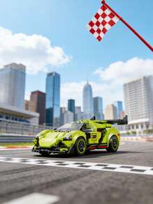 Fluorescent Green Famous Sports Car Building Blocks - Operable Parts & TPR Tyre Kit For Enthusiasts (Piece Count: 305pcs) - Multicolor - View 2