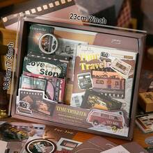 Scrapbooking Supplies Kit, Aesthetic Daily Life Travel Scrapbook Kit For Bullet Junk Journal, Stationery, A6 Grid Notebook, Retro Time Traveler Craft Journaling Supplies, Birthday Craft Gift Teen Girl Kid Women, - Multicolor - View 9