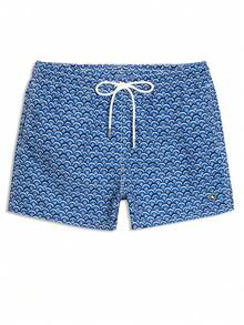 Horizaway Men's Drawstring Waist Pockets All-Over Print Casual Versatile Beach Shorts Breathable Swim Shorts Men Blue Swim Trunks Vacation Swimwear Patterned Swim Trunks - Blue - View 7
