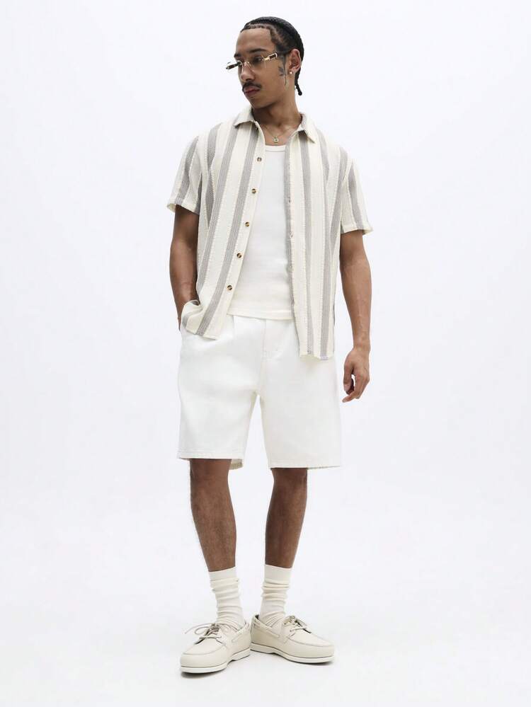 Striped Short Sleeve Button Down Shirt