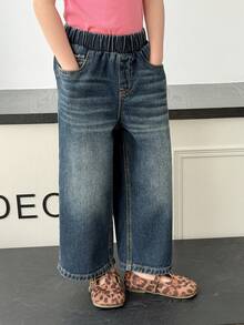 DAZY Girls (Small) Versatile Loose Fit Washed Denim Jeans, Suitable For All Seasons