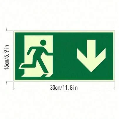 1pc/2pcs/3pcs(15cm*30cm/5.9inch*11.8inch)Glow-In-The-Dark Emergency Exit Sign - Green Frame And White Arrow, Fire And Evacuation Indicator For Workshops, Offices, Public Spaces, Industrial Safety Equipment | Luminescent Sign | Green Frame Sign