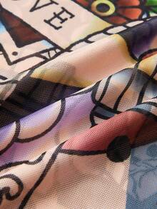 EASEVO 加大码男士复古涂鸦印花紧身长袖T恤 - 彩色 - 查看 5