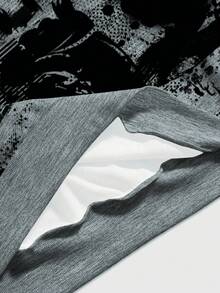 Grunge Punk SummergraphicblackPlus Size Punk Rock Music Festival Dark Mysterious Eye & Palm Slogan Oblique Shoulder Sweatshirt - Black - View 5