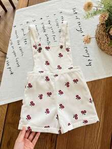 Babygirl Cute Versatile Casual Apricot Ditsy Floral Romper - Apricot - View 9