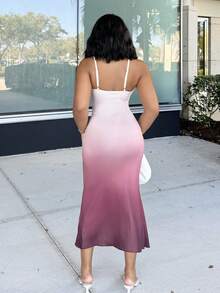 Alexandranx Váy midi trễ vai thắt eo ombre thanh lịch dành cho nữ, mùa hè - trắng - Xem 2
