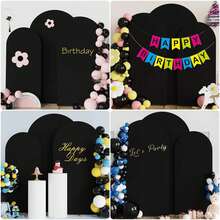 Fondo de arco negro, 1,5 metros, 1,8 metros, 2 metros, 2,2 metros Cubierta de arco de boda de 2 lados de tela de spandex con revestimiento, fondo de arco de cúpula adecuado para decoración de fiestas de cumpleaños y arcos de boda (solo fondo de tela, sin soporte de arco) - Negro - Ver 10