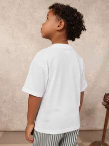 SUMWON Boys Classic Crew Neck Short Sleeve Logo Cotton T-Shirt Summer Casual Everyday Wear - White - View 2