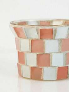 Cirelle 1PC Handmade Mosaic Glass Candle Holder - Nordic Style Table Decoration For Tealights, Ambient Light & Wedding Dinner Centerpiece