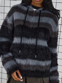 COUREZ Brushed Knit Ombre Hoodie  
Brushed Knit Ombre Hoodie /Y2K Spring Clothes For Women Fluffy Knit Cozy Going Out Outfits Back To School Summer Tops Summer Outfits - Multicolor - View 7