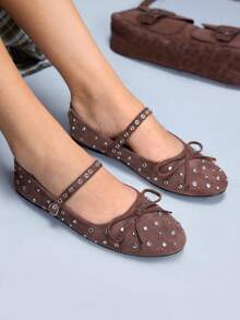 CUCCOO GRLICON Mocasines de mujer de moda casual con diseño de hebilla, adecuados para el uso diario - Café integral - Ver 1